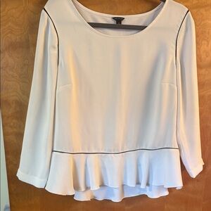 Ann Taylor Cream Blouse with Black Accents